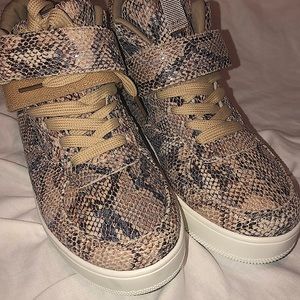 Snakeskin high top sneakers